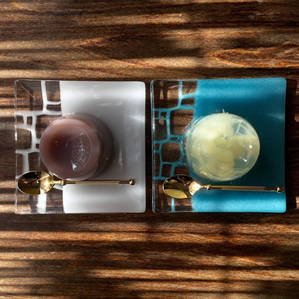 季節の和菓子:水ようかん、フルーツ寒天