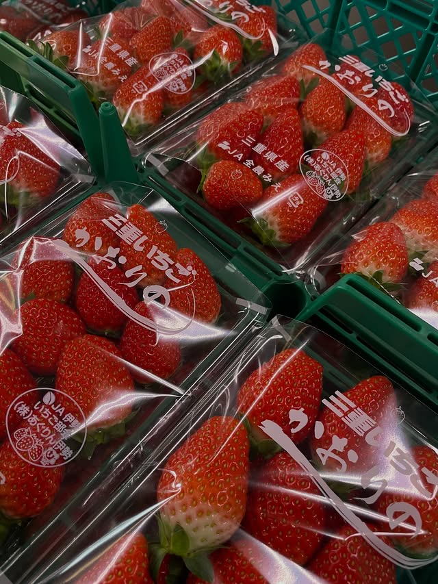 季節の和菓子：イチゴ大福に使用している苺（三重いちご『かおりの』））